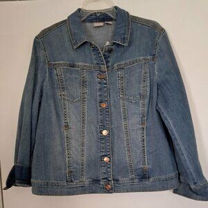 NWT Chico's Sz 2P Denim Jacket Petite Large Blue Indigo Retail $99